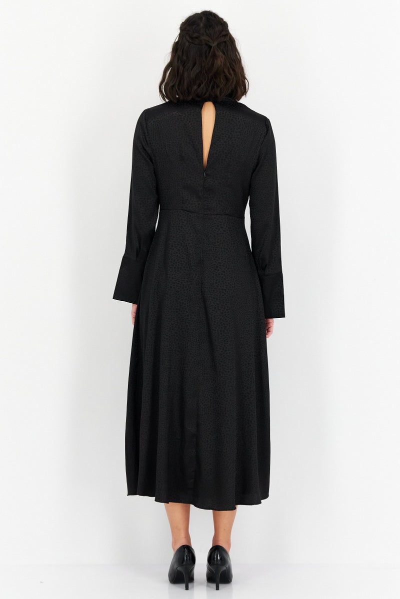 RIVER ISLAND فستان ميدي بطبعة حيوانات للنساء، أسود - Image 4